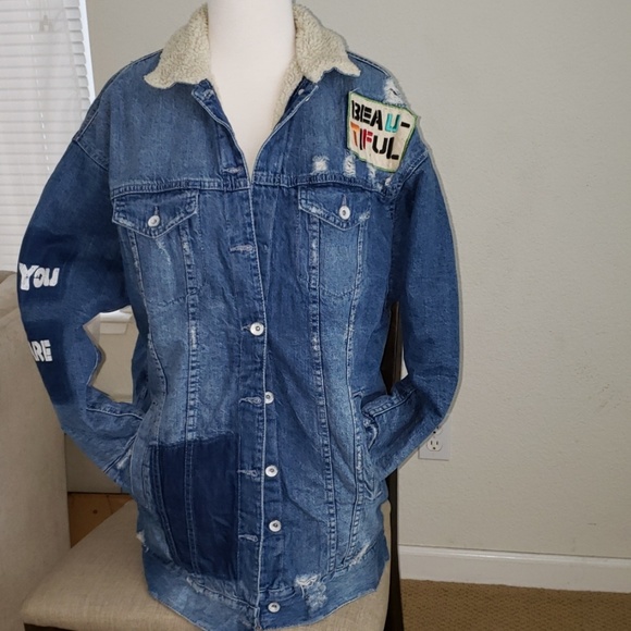 real shearling denim jacket